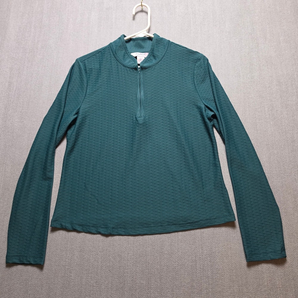 Tommy Bahama Pullover Women L Teal Textured Everyday Active Quarter Zip Top